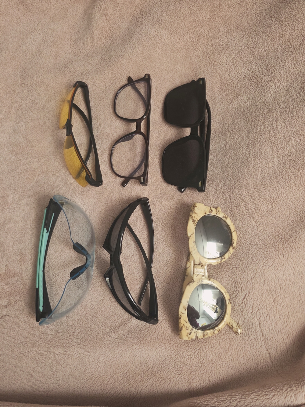 Mixed Assortment of Eyewear - Yellow, Black, Clear, Marble Lot